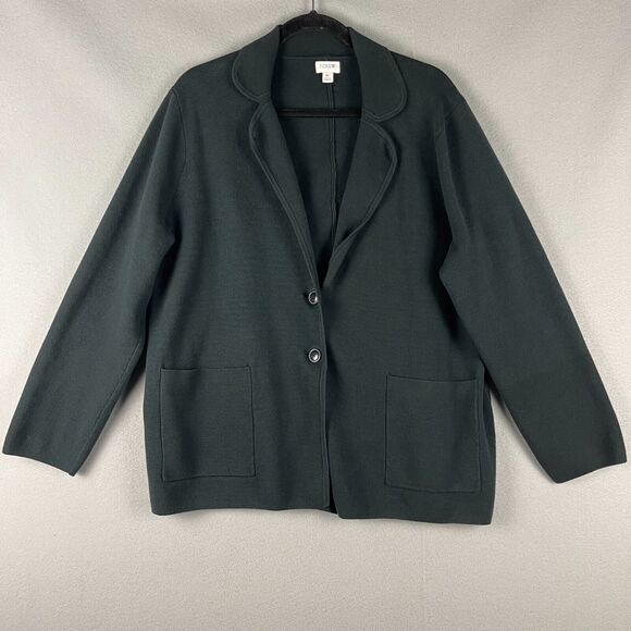 J Crew Sweater Blazer Womens XL Black Button Classic Neutral Preppy Minimalist - Picture 1 of 14